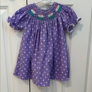 Purple Polka Dot Kids Casual Dress